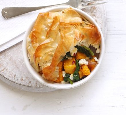 Butternut squash & spinach filo pie recipe 