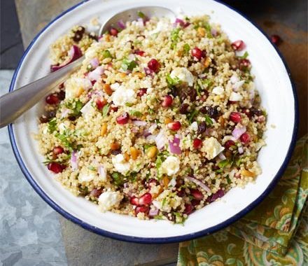 Herby quinoa, feta & pomegranate salad recipe