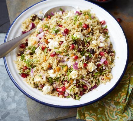 Herby quinoa, feta & pomegranate salad recipe 
