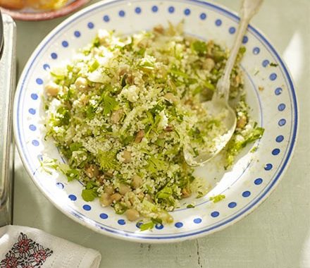 Couscous with courgette, fried onions & herbs recipe