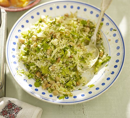 Couscous with courgette, fried onions & herbs recipe 