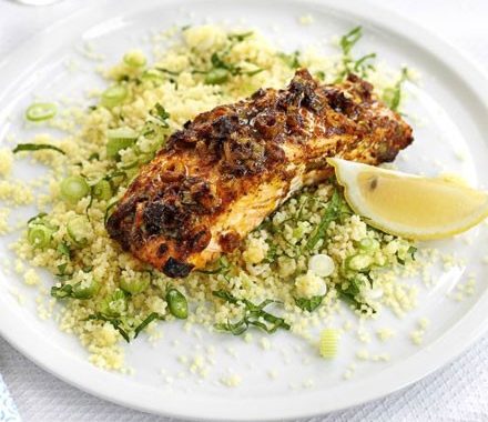 Spice & honey salmon with couscous recipe