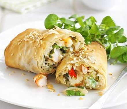 Prawn filo wraps recipe