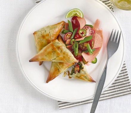 Spinach samosas with Indian salad recipe