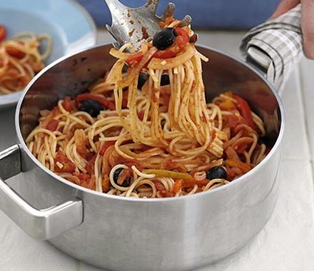 Storecupboard spaghetti puttanesca recipe