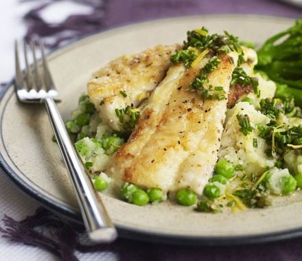 Zesty haddock with crushed potatoes & peas recipe