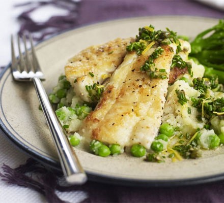 Zesty haddock with crushed potatoes & peas recipe 