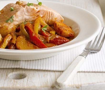 Basque-style salmon stew recipe
