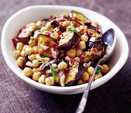 Moroccan aubergine & chickpea salad recipe