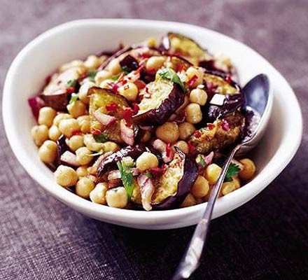 Moroccan aubergine & chickpea salad recipe 