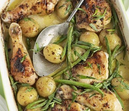 Honey, mustard & crème fraîche baked chicken recipe