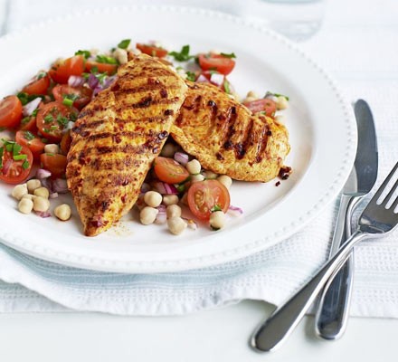 Harissa chicken with chickpea salad recipe 