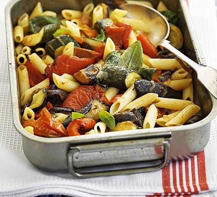 Roasted ratatouille pasta recipe 