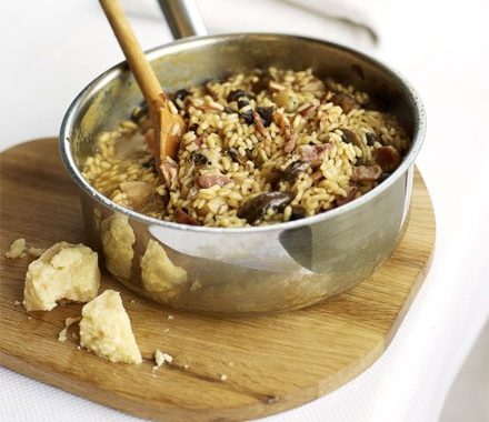 Bacon & mushroom risotto recipe