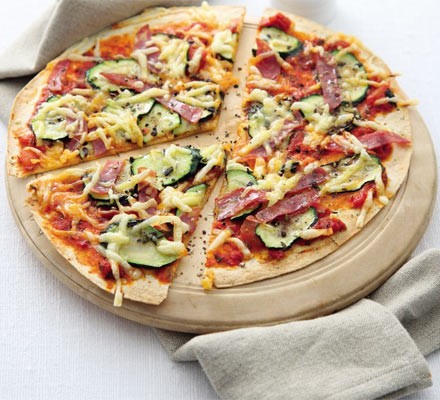 Hot salami & courgette flatbread recipe 