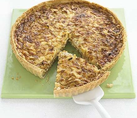 Sticky onion & cheddar quiche recipe