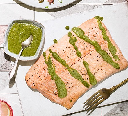 Roast side of salmon with chermoula recipe 
