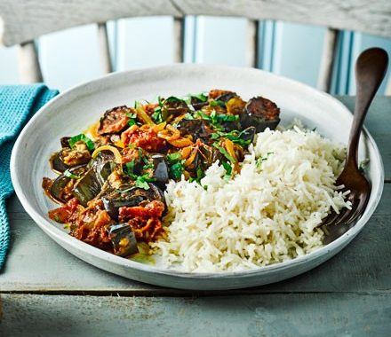 Roasted aubergine & tomato curry recipe