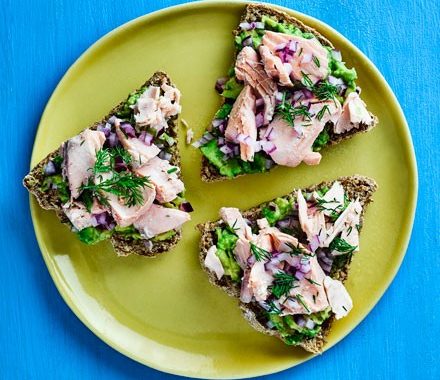 Wild salmon & avocado triangles recipe