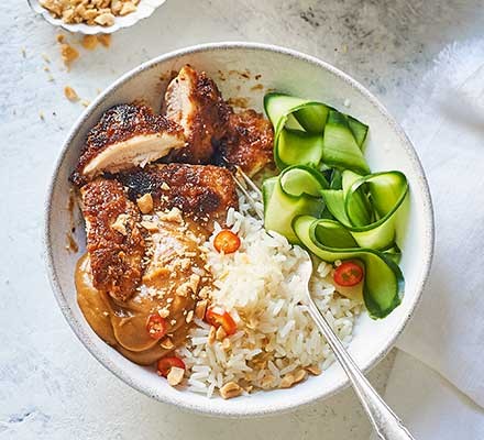 Satay chicken rice bowl recipe 