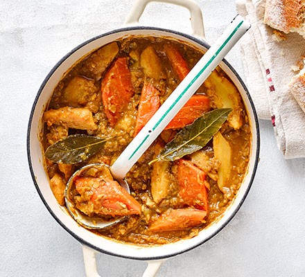 Slow cooker spiced root & lentil casserole recipe 