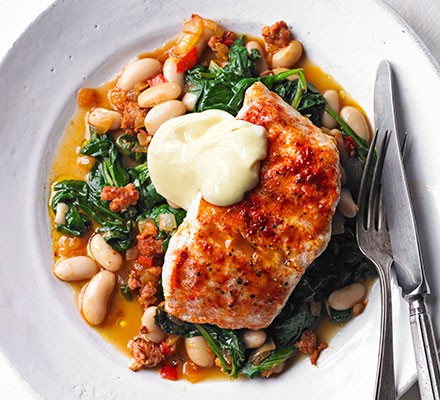Smoky hake, beans & greens recipe 