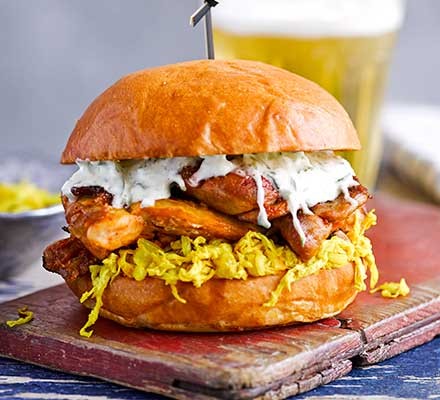 Sriracha-glazed chicken burger & pickled cabbage recipe 