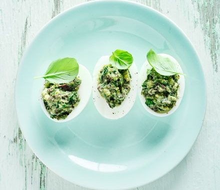 Basil & olive eggs recipe