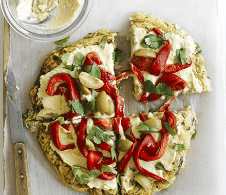 Courgette tortilla with toppings recipe