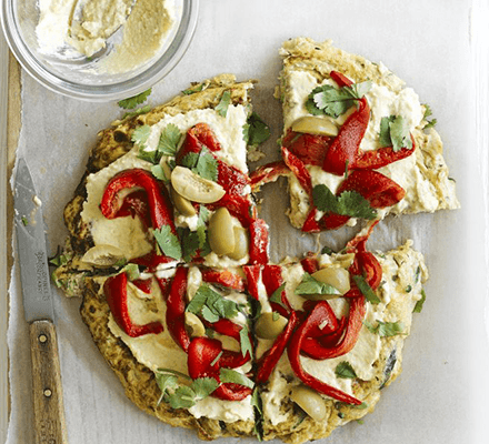 Courgette tortilla with toppings recipe 