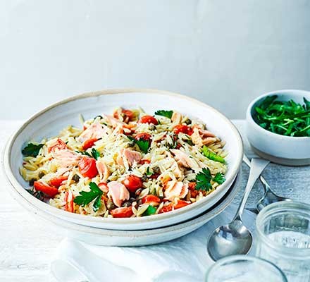 Tuna & caper orzo with parsley recipe 