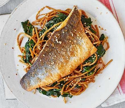 White fish with sesame noodles recipe