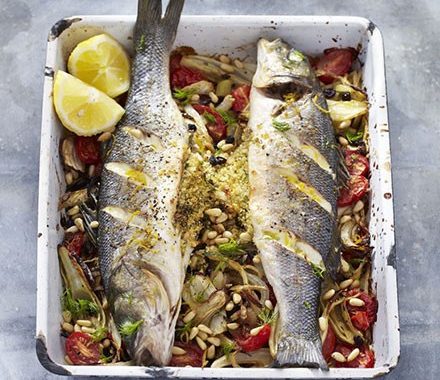 Whole stuffed roast fish with fennel recipe