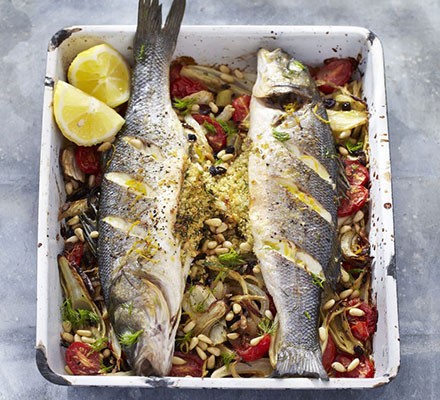 Whole stuffed roast fish with fennel recipe 