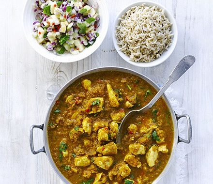 Fragrant spiced chicken with banana sambal recipe