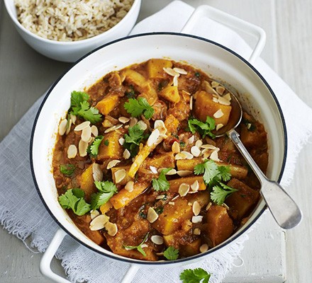 Winter vegetable curry with fruity raita recipe 