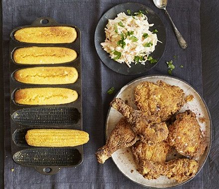Polenta-crusted chicken with cornbread recipe
