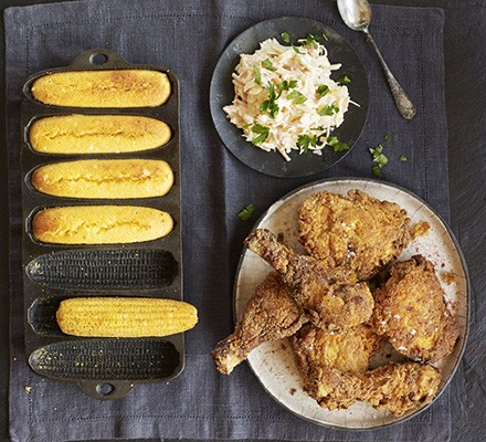 Polenta-crusted chicken with cornbread recipe 