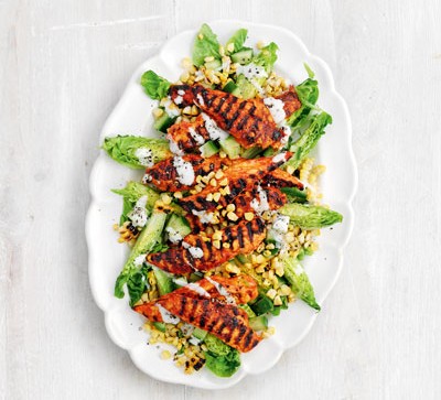 Griddled chicken & corn on the cob salad recipe 
