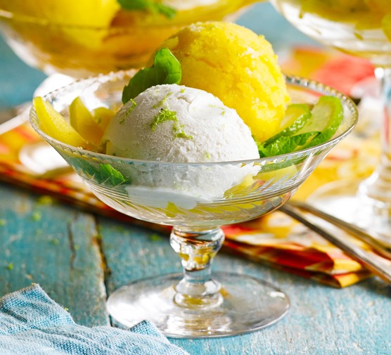 Mango, lime & coconut sundaes recipe 