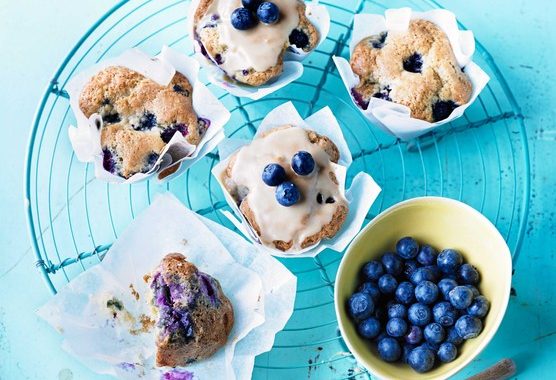 Maple-glazed blueberry muffins recipe