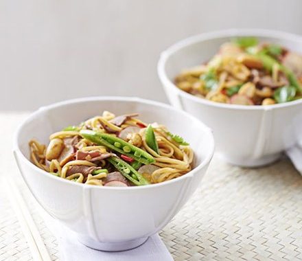 Beef noodle salad with stem ginger dressing recipe