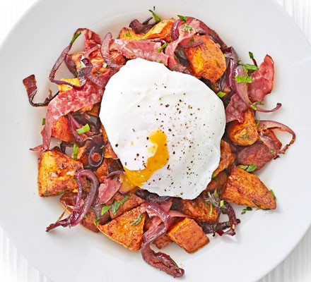 Pastrami & sweet potato hash recipe 