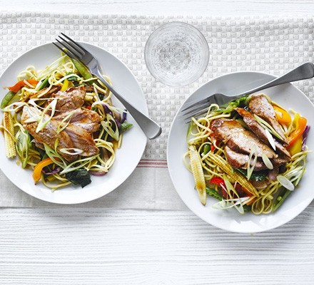 Sticky soy & honey pork with Asian recipe 