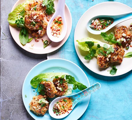 Prawn cakes with cucumber peanut relish recipe 