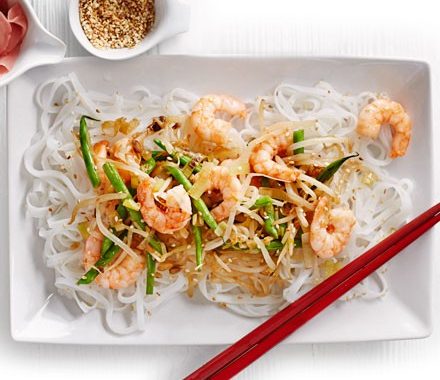 Prawn & rice noodle stir-fry recipe
