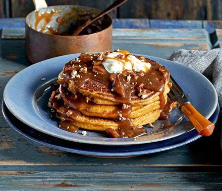 Pumpkin pancakes with salted pecan butterscotch recipe