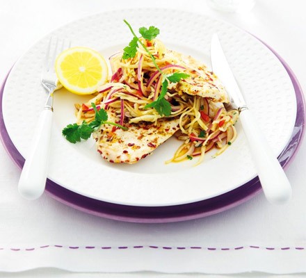 Spice-crusted chicken with crunchy slaw recipe 