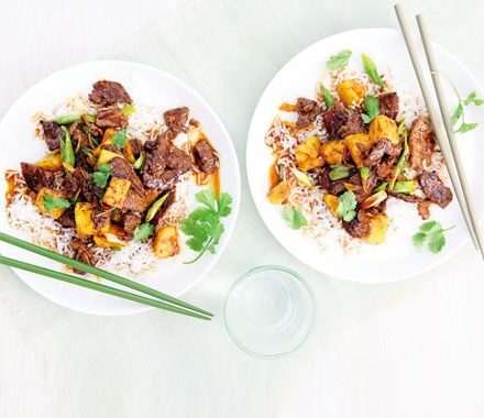 Pineapple, beef & ginger stir-fry recipe