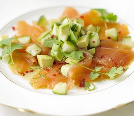 Smoked salmon with chilli & lime dressing recipe